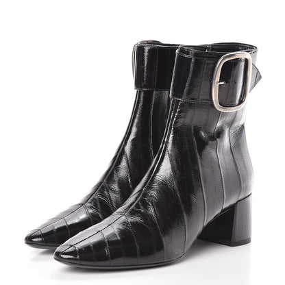 Saint Laurent Shiny Eel Joplin Buckle Booties 38.5 Black 3 of 8