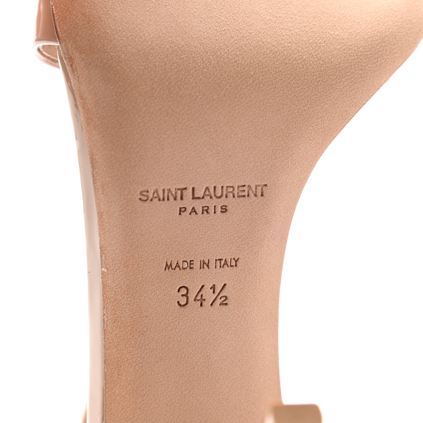 Patent Calfskin Amber 105 Ankle Strap Sandals 34.5 Beige
