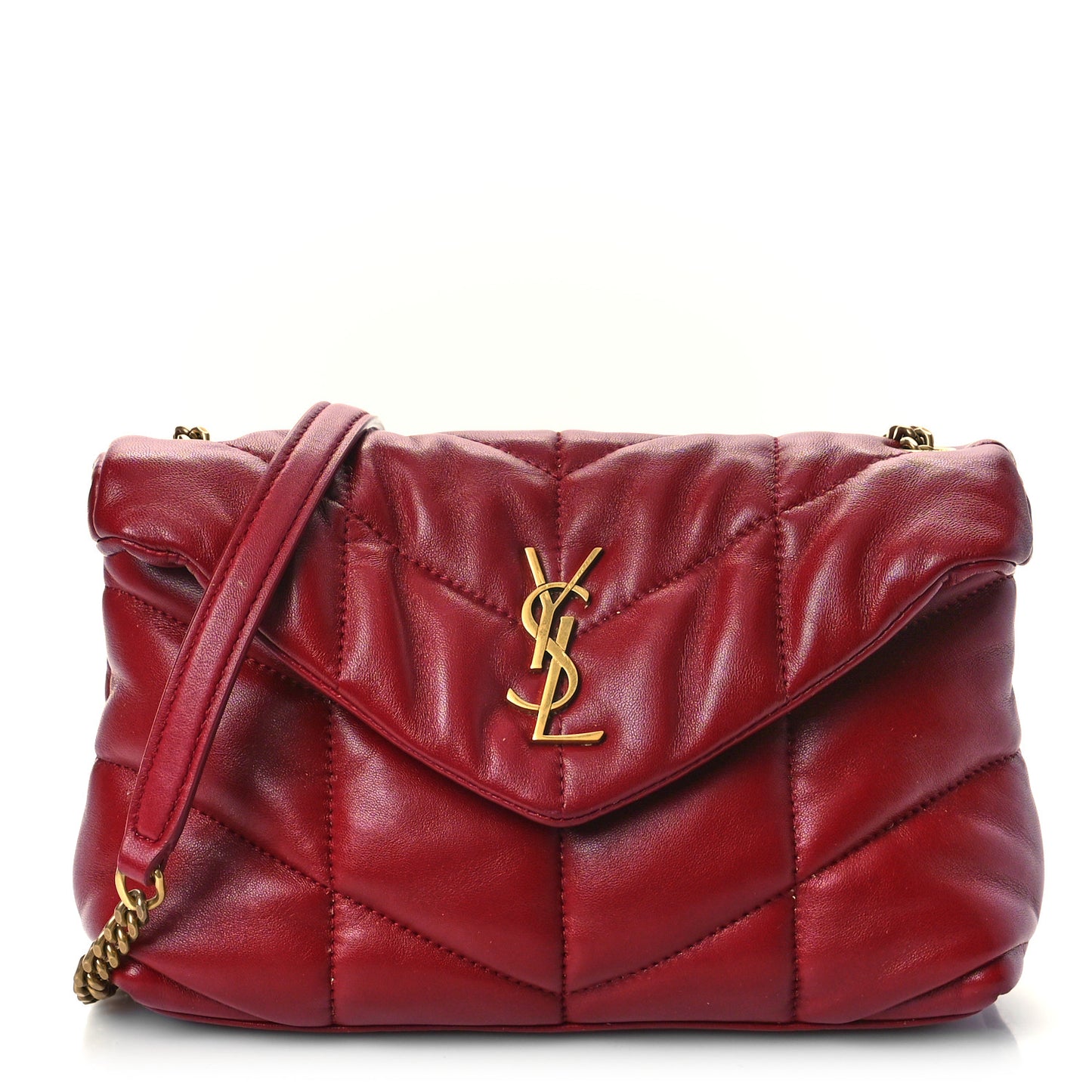Lambskin Quilted Toy Loulou Puffer Monogram Chain Satchel Red