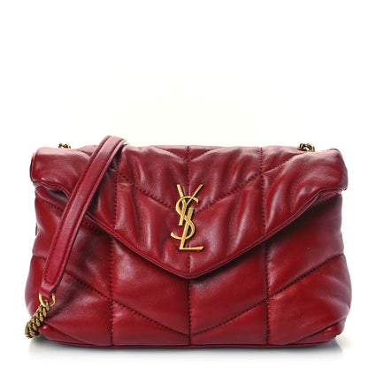 Saint Laurent Lambskin Quilted Toy Loulou Puffer Monogram Chain Satchel Red 1 of 13