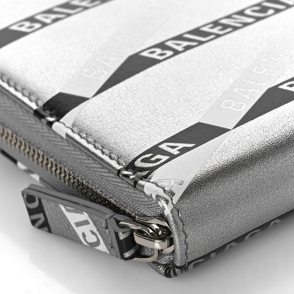 Balenciaga Metallic Calfskin Losange Monogram Everyday Continental Zip Around Wallet Silver Black White 7 of 8