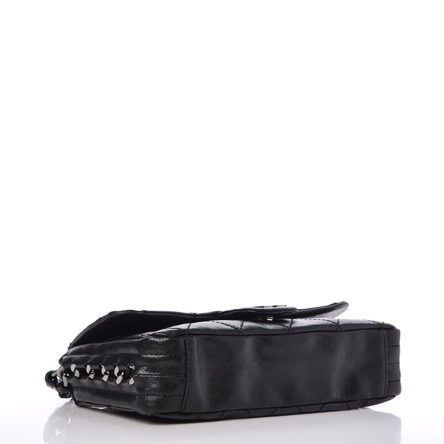 Glazed Caviar Quilted Modern Chain Flap Black