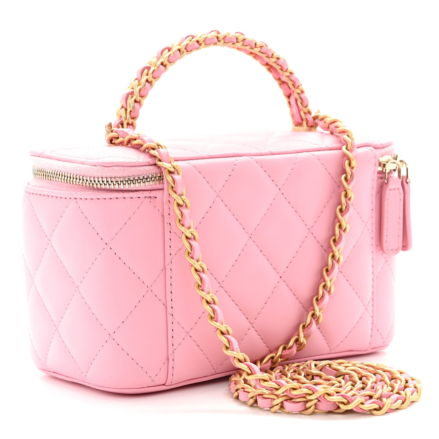 Lambskin Quilted Pick Me Up Vanity Case Pink