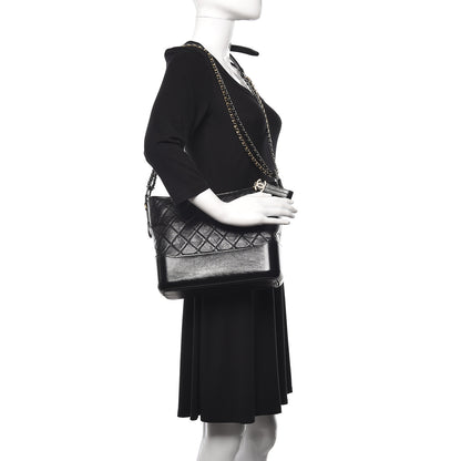 Chanel Aged Calfskin Quilted Medium Gabrielle Hobo Black 3 of 13