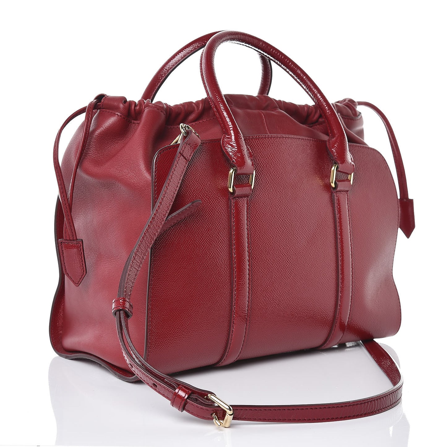 Patent Calfskin Medium Dinton Tote Alizarin Crimson