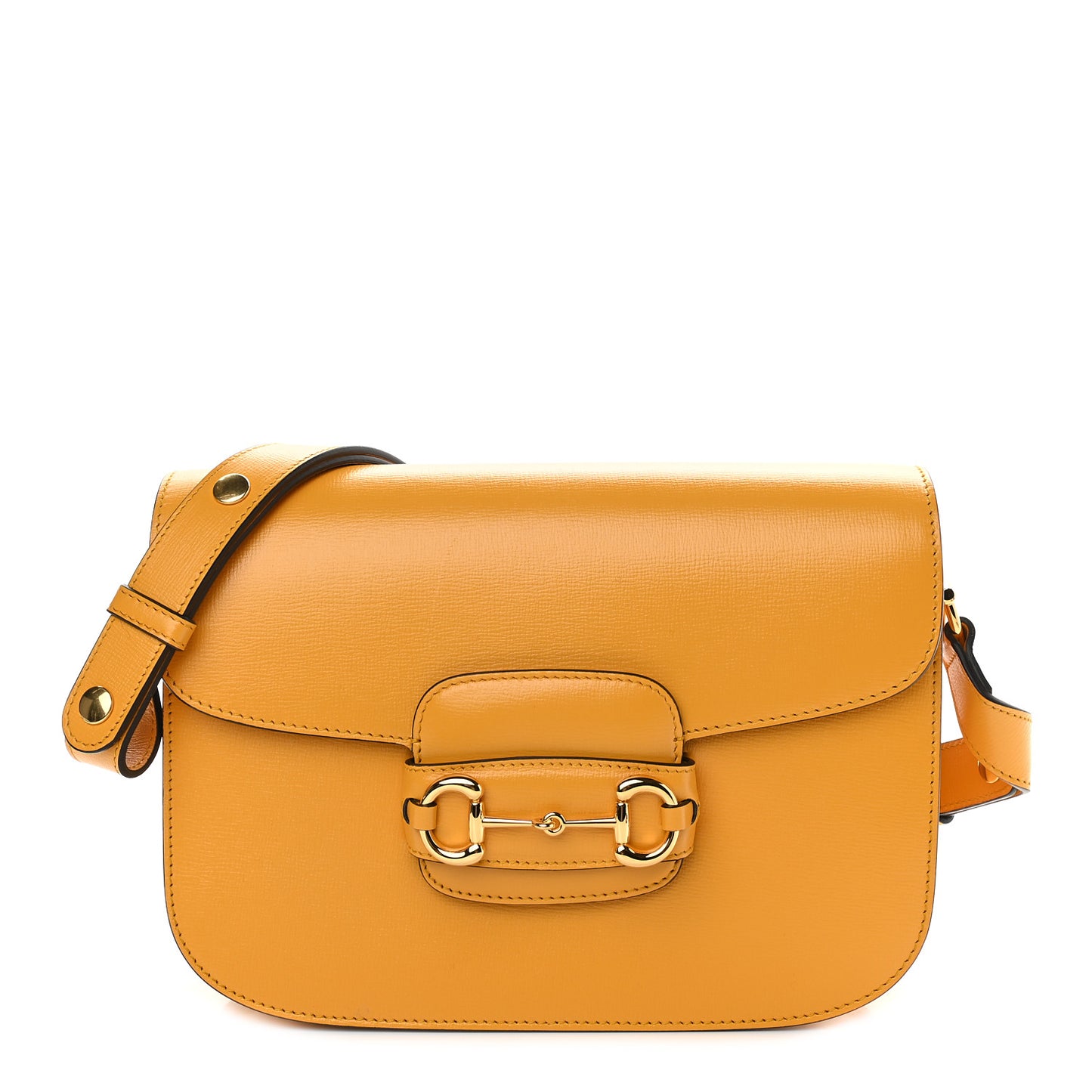 Textured Calfskin Horsebit 1955 Shoulder Bag Yellow