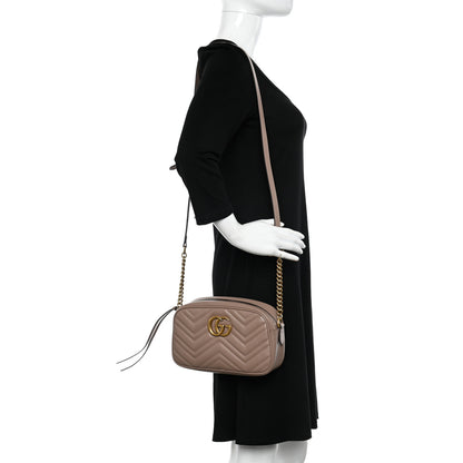Gucci Calfskin Matelasse Small GG Marmont Chain Shoulder Bag Porcelain Rose 2 of 11