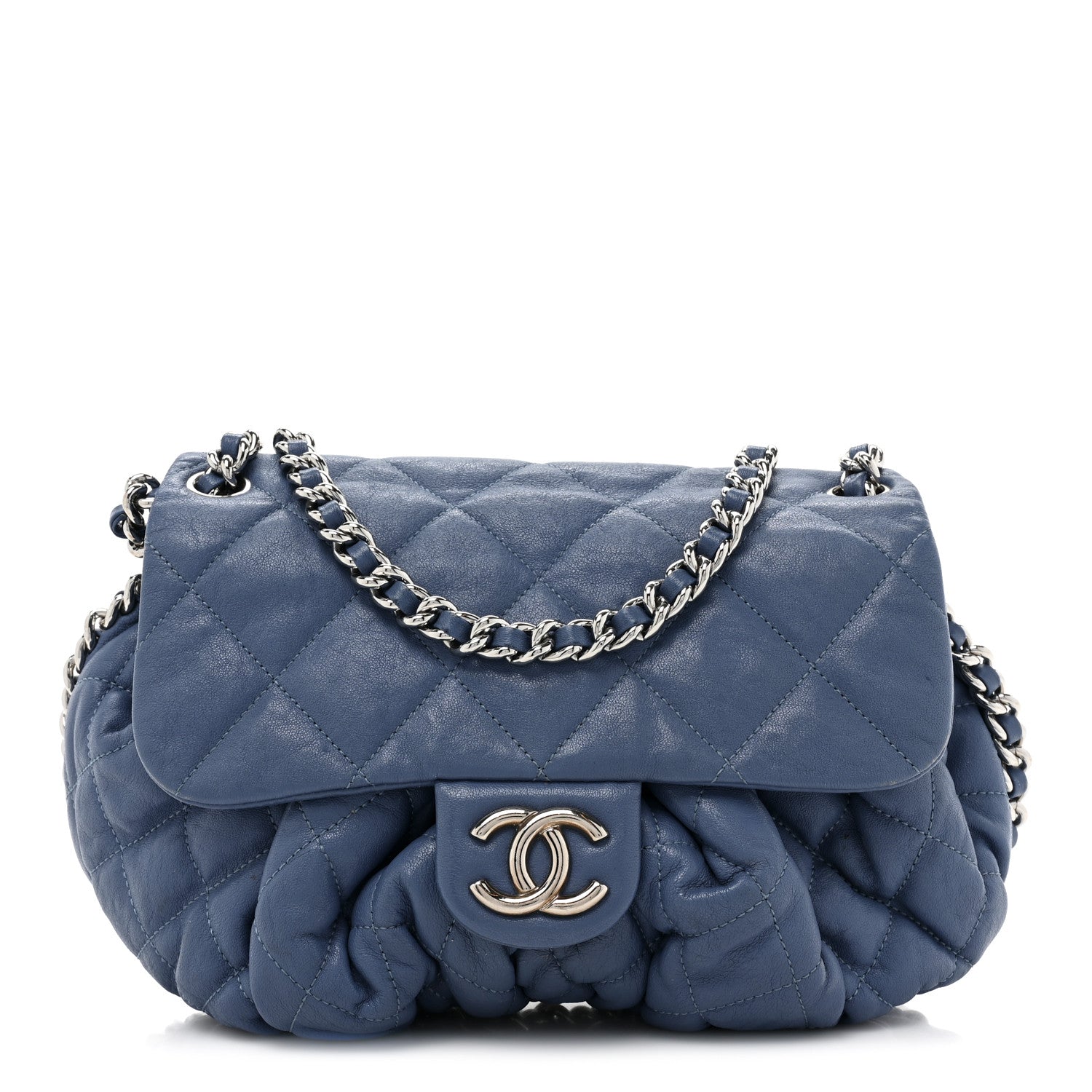 Chanel Washed Lambskin Quilted Medium Chain Around Messenger Blue 1 of 19