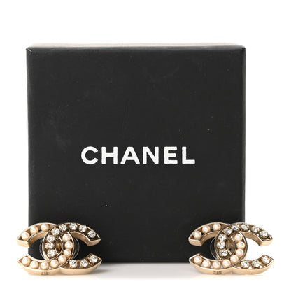 Chanel Pearl Crystal CC Earrings Gold 5 of 5