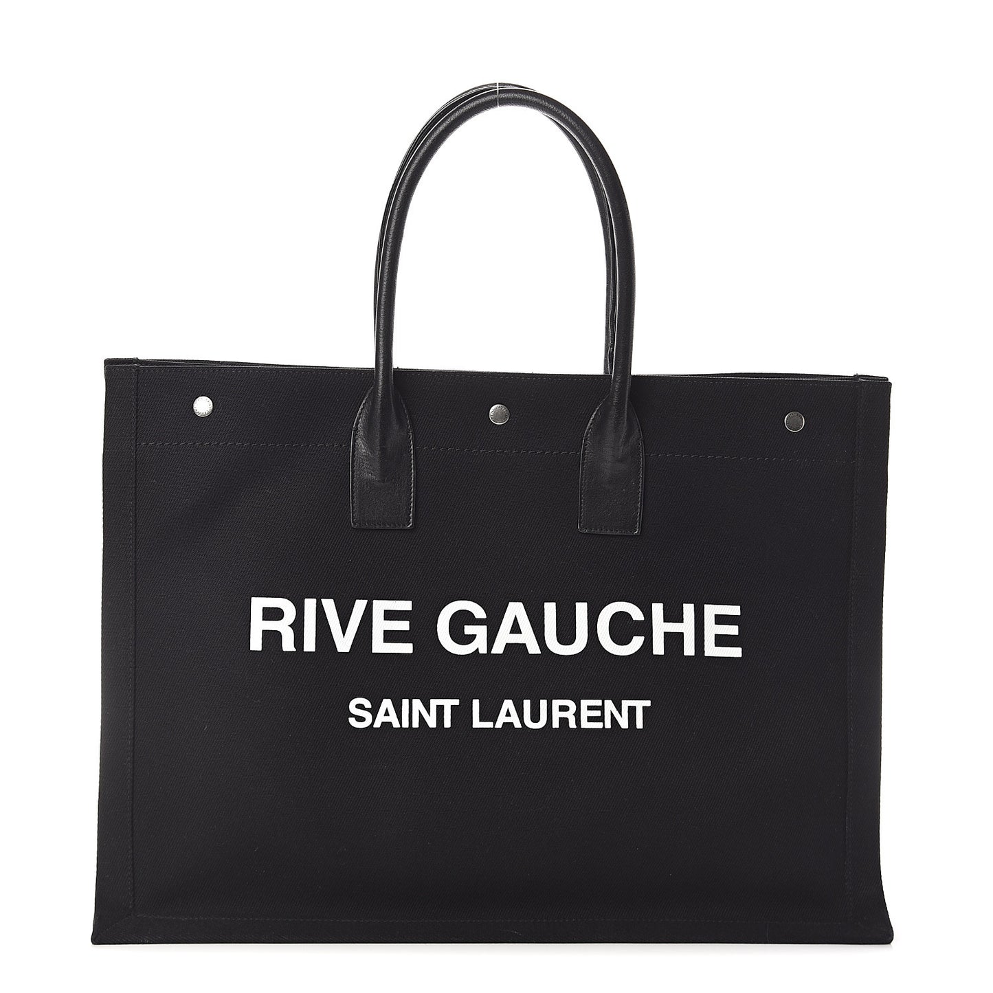 Linen Calfskin Rive Gauche Tote Black