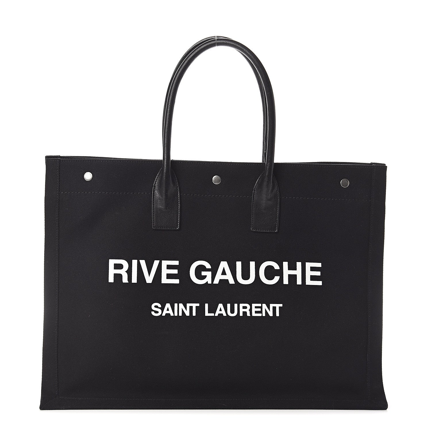 Saint Laurent Linen Calfskin Rive Gauche Tote Black 1 of 8