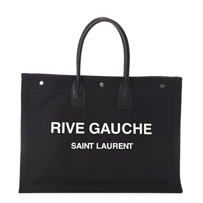 Saint Laurent Linen Calfskin Rive Gauche Tote Black 1 of 8