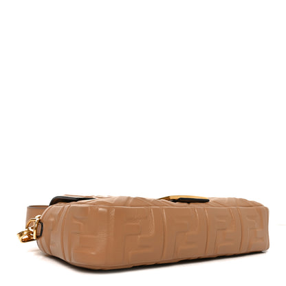 Fendi Nappa FF 1974 Embossed Baguette Miele Scuro 4 of 10