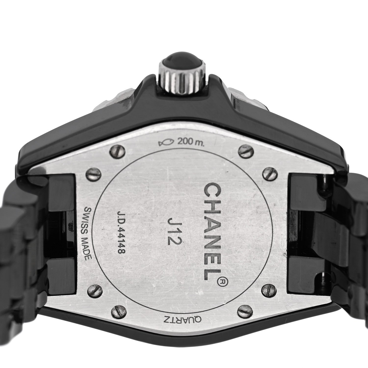 Chanel Stainless Steel Ceramic Diamond 33mm J12 Quartz Watch Black 4 of 5