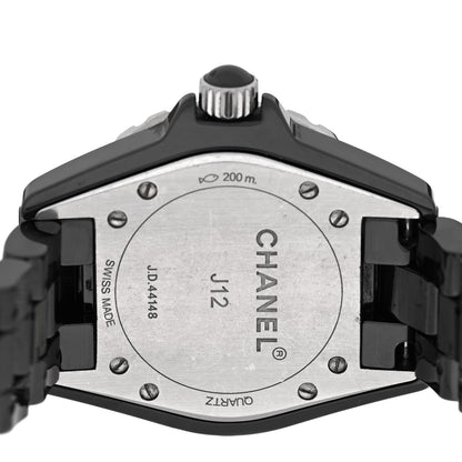 Chanel Stainless Steel Ceramic Diamond 33mm J12 Quartz Watch Black 4 of 5