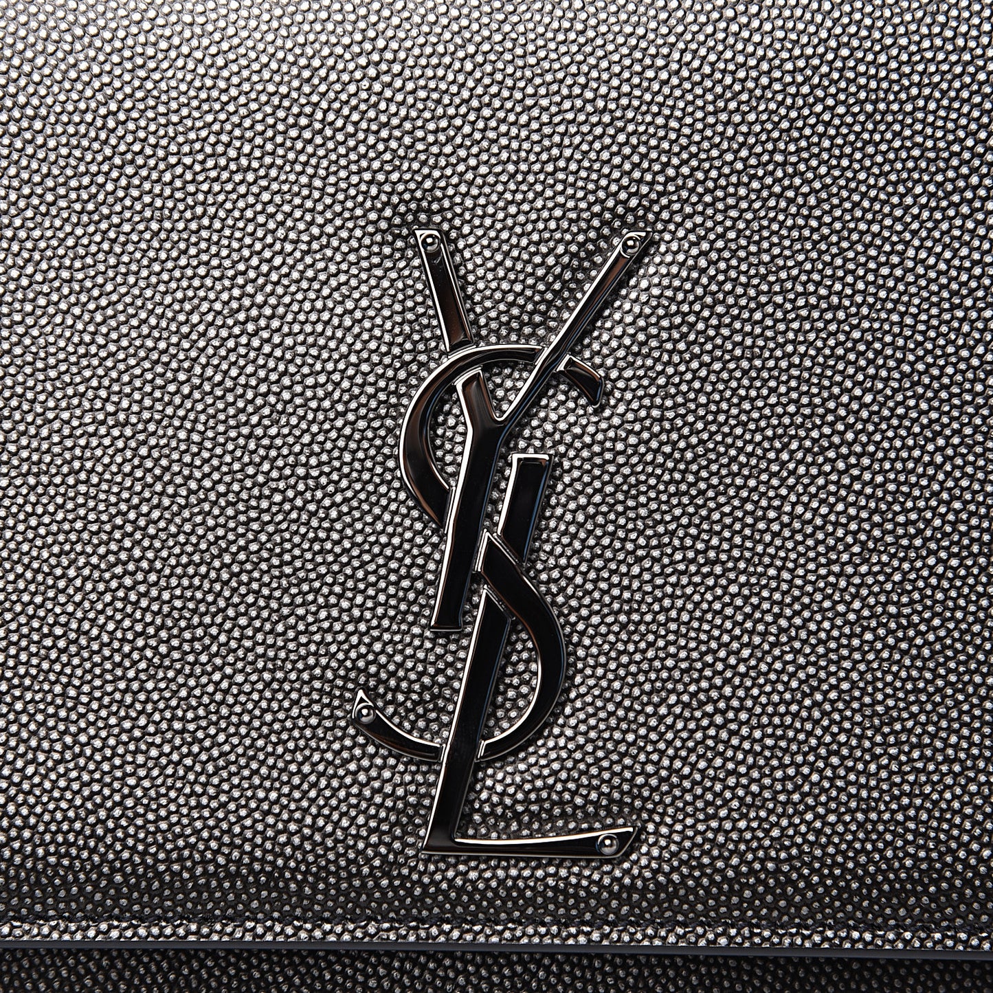 Metallic Grain De Poudre Medium Classic Monogram Kate Satchel Dark Lead