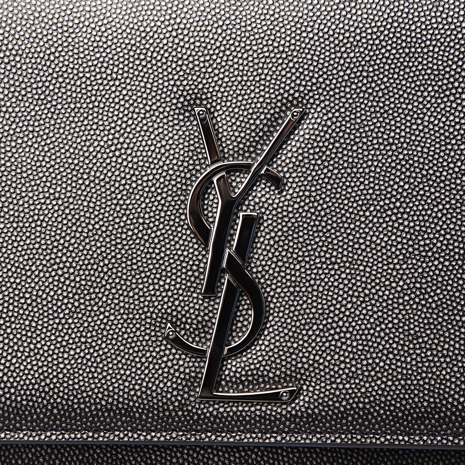 Saint Laurent Metallic Grain De Poudre Medium Classic Monogram Kate Satchel Dark Lead 9 of 10