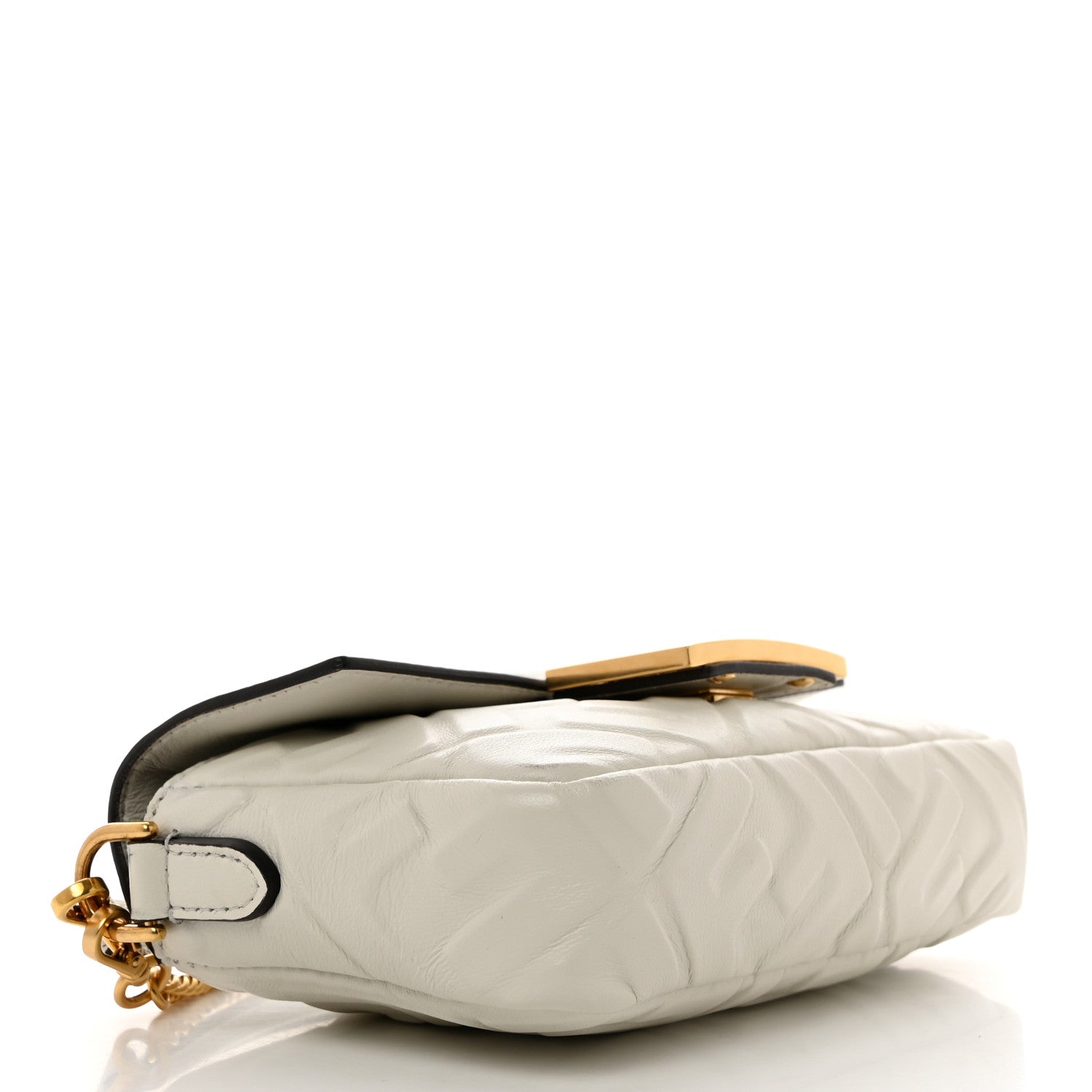 Fendi Nappa FF 1974 Embossed Mini Baguette White 4 of 16