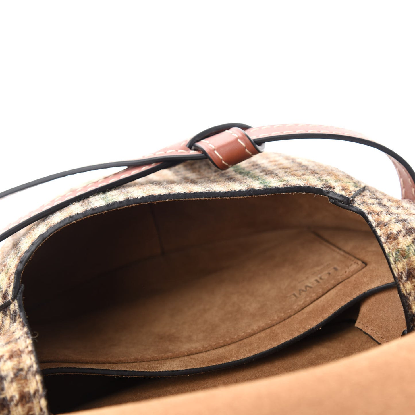 Smooth Calfskin Tweed Small Gate Crossbody Bag Dark Green Tan Multicolor