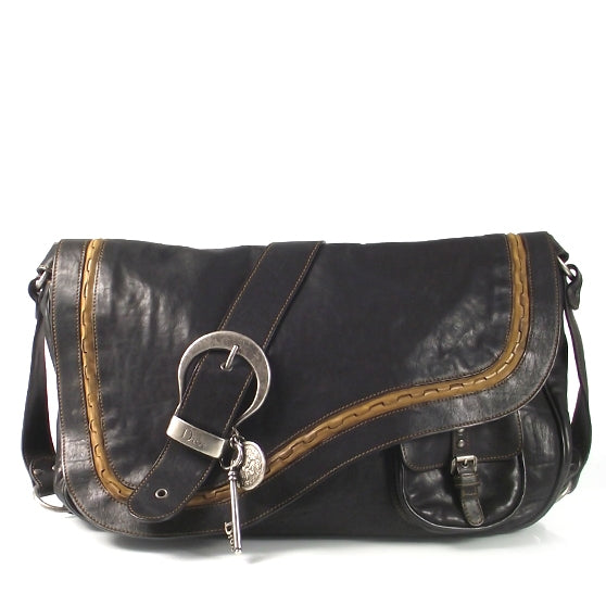 Leather Gaucho Shoulder Bag Black