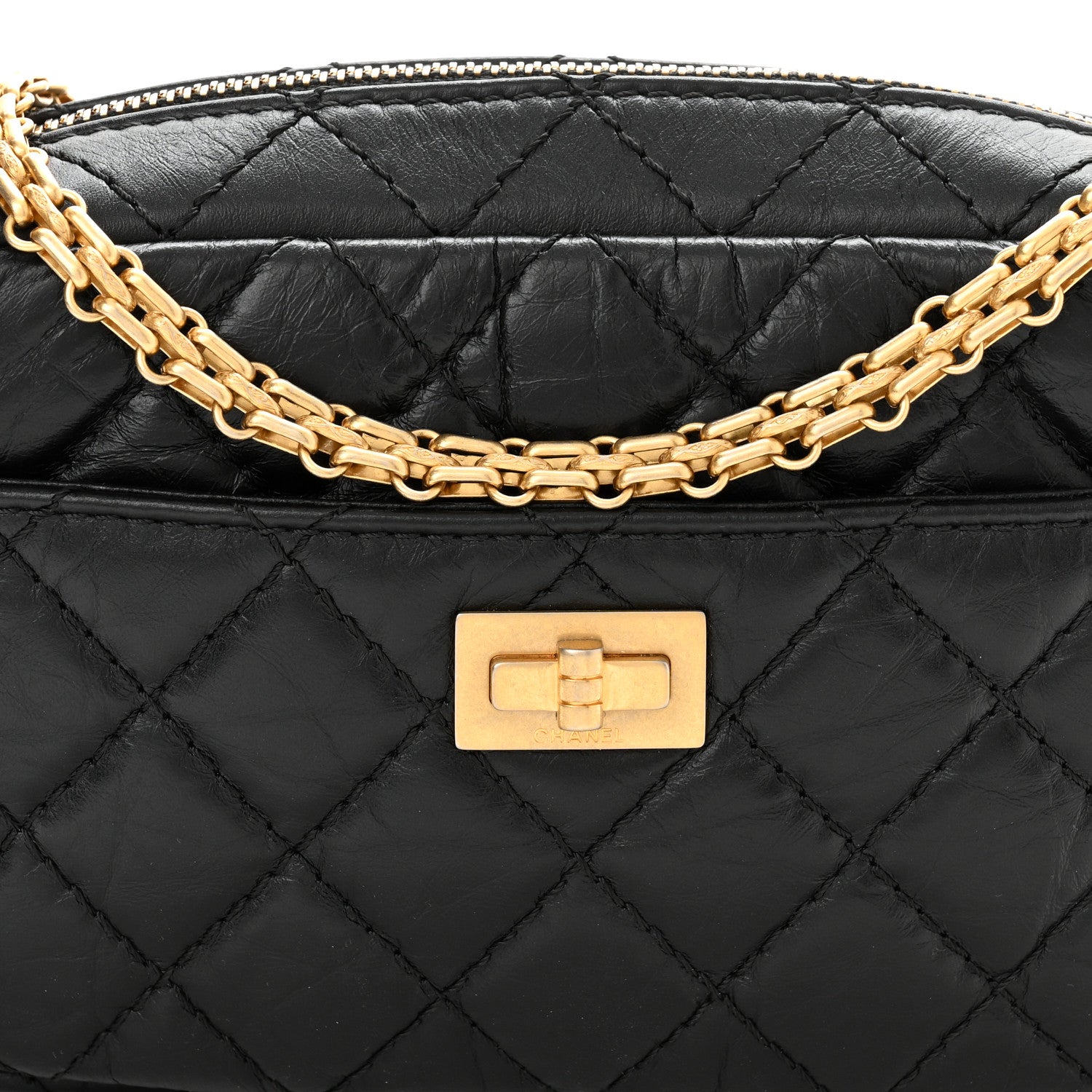 Chanel Aged Calfskin Quilted Mini Reissue Camera Case Black 8 of 10