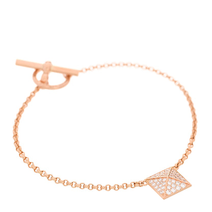 Hermes 18K Rose Gold Diamond MM Clou d'H Bracelet 1 of 4