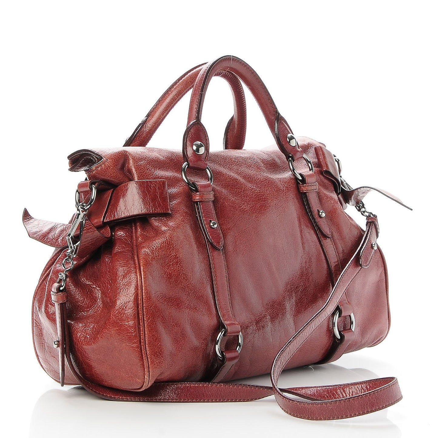 Vitello Lux Medium Bow Bag Amarena