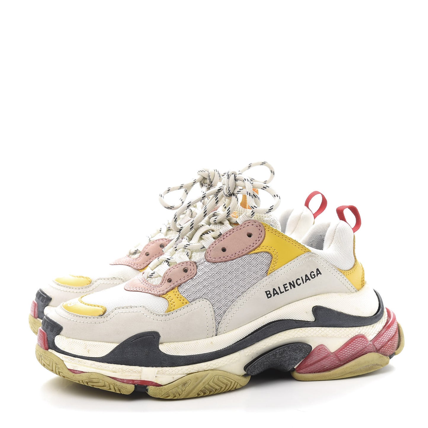 Mesh Nubuck Womens Triple S Sneakers 39 White Gris Jaune Rose