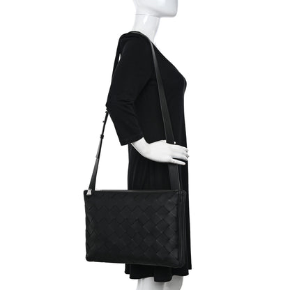 Bottega Veneta Nappa Intrecciato Triple Zip Messenger Bag Black 2 of 15