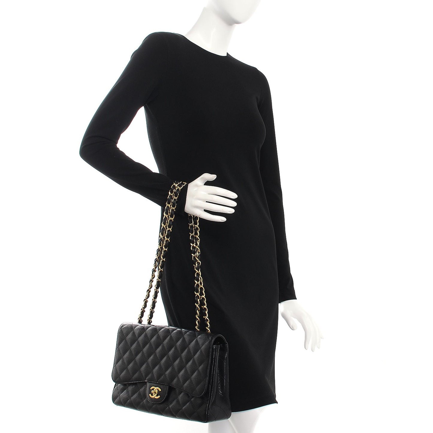 Caviar Quilted Jumbo Single Flap Black