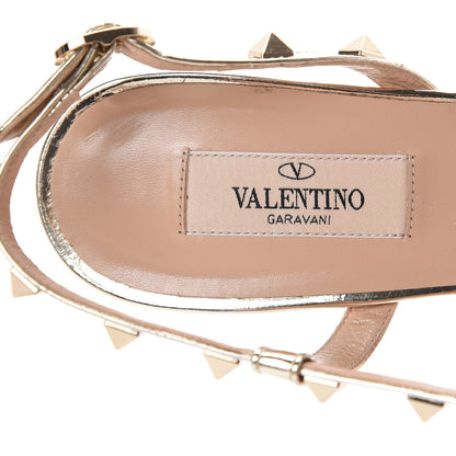 Valentino Garavani Metallic Pebbled Calfskin Rockstud Asymmetric 100mm Sandals 41 Platino 6 of 14