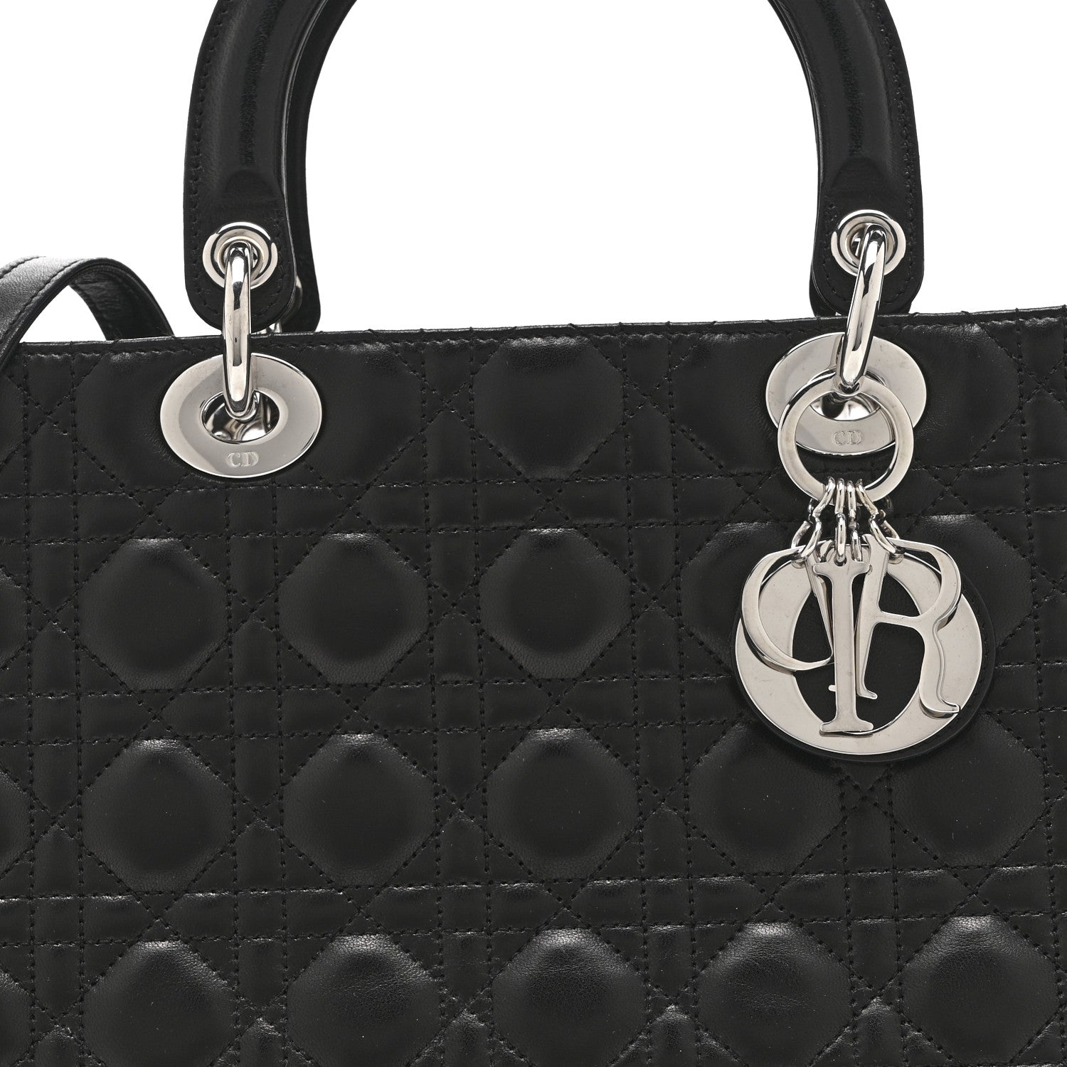 Christian Dior Lambskin Cannage Large Lady Dior Black 8 of 10