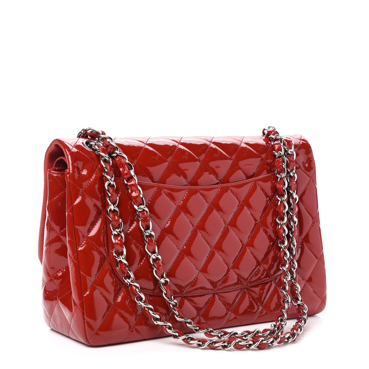 Chanel Patent Quilted Jumbo Double Flap Red 4 of 14