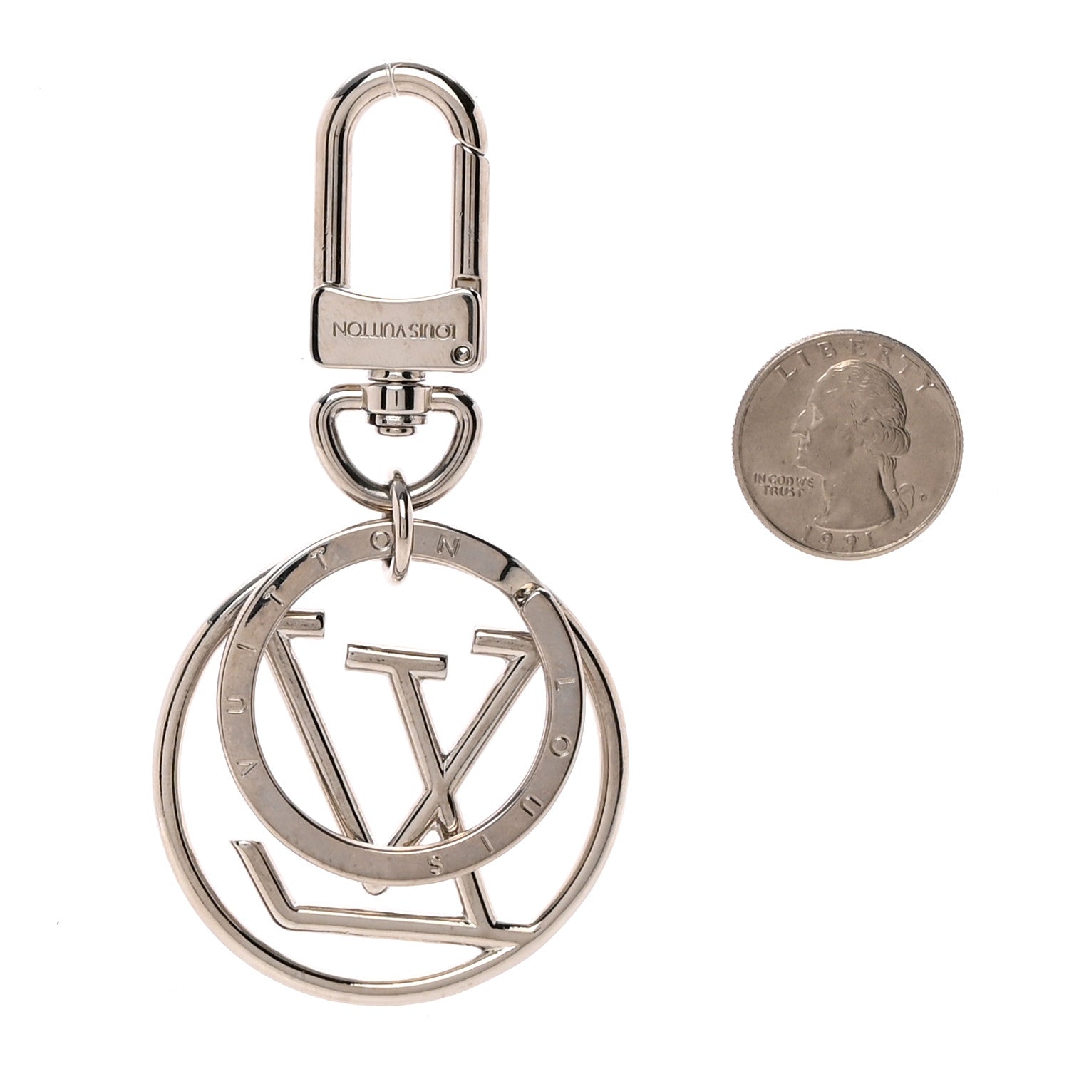 Louis Vuitton LV Circle Bag Charm Key Holder Silver 2 of 6