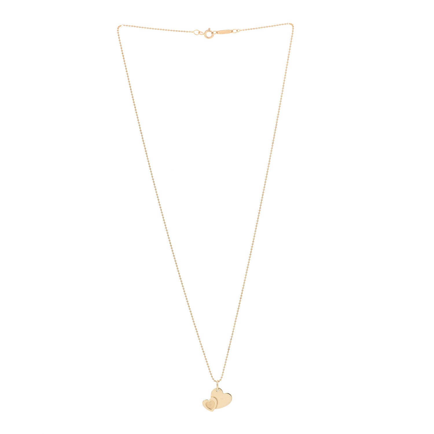 Tiffany 18K Yellow Gold Sweet Double Heart Pendant Necklace 3 of 6