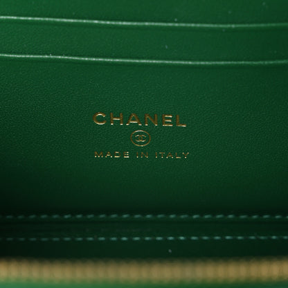 Chanel Calfskin Crocodile Embossed Exoticoco Small Top Handle Vanity Case With Chain Emerald 6 of 10