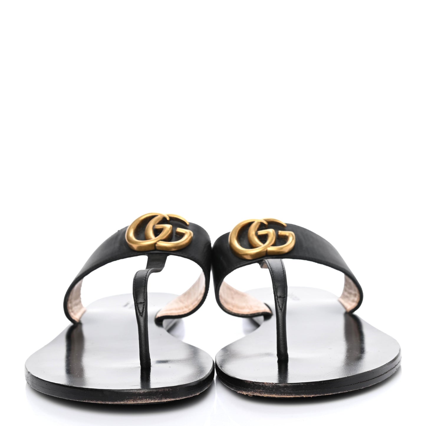 Calfskin GG Marmont Thong Sandals 38.5 Black