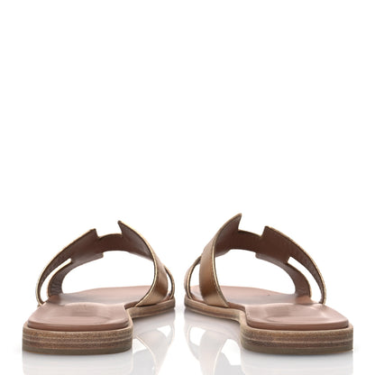 Hermes Metallic Calfskin Oran Sandals 38.5 Rose Dore 6 of 12