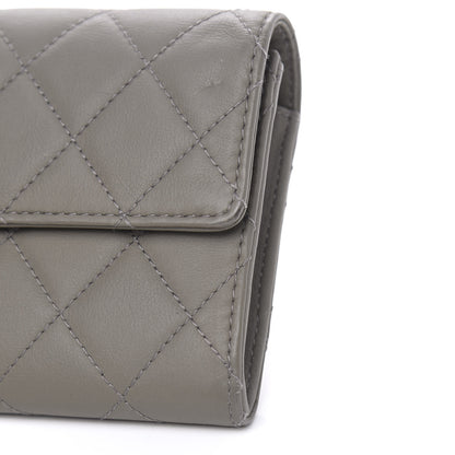 Chanel Calfskin Quilted Large Gusset Flap Wallet Grey 12 of 12