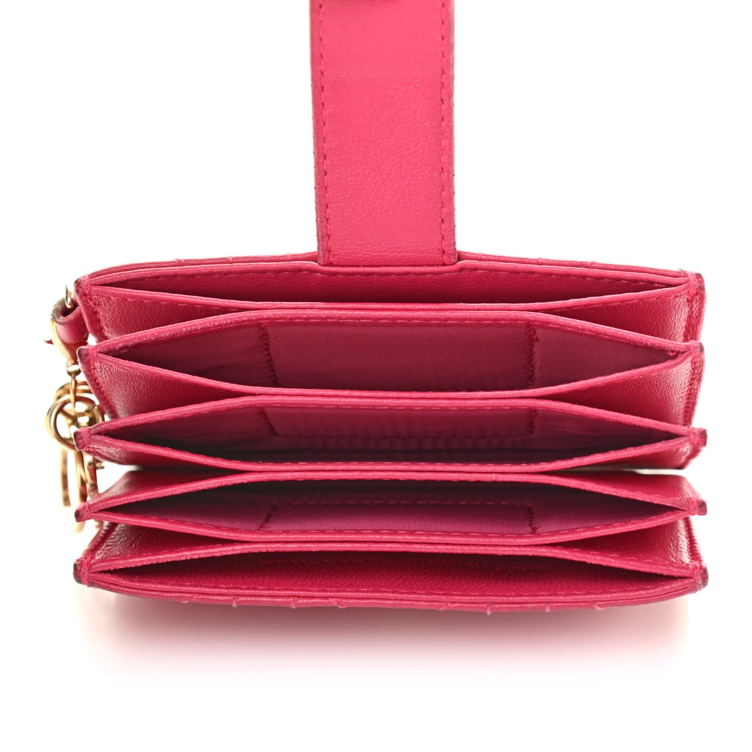Christian Dior Lambskin Cannage Lady Dior 5-Gusset Card Holder Fuchsia 5 of 12