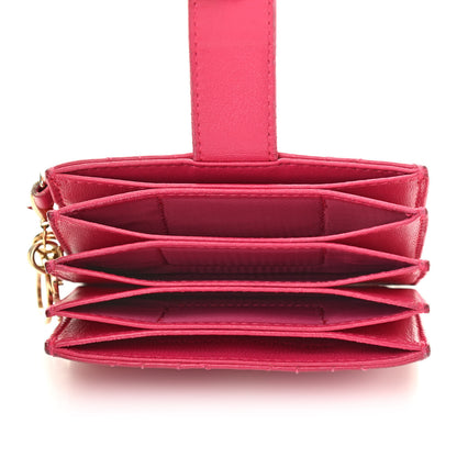 Christian Dior Lambskin Cannage Lady Dior 5-Gusset Card Holder Fuchsia 5 of 12