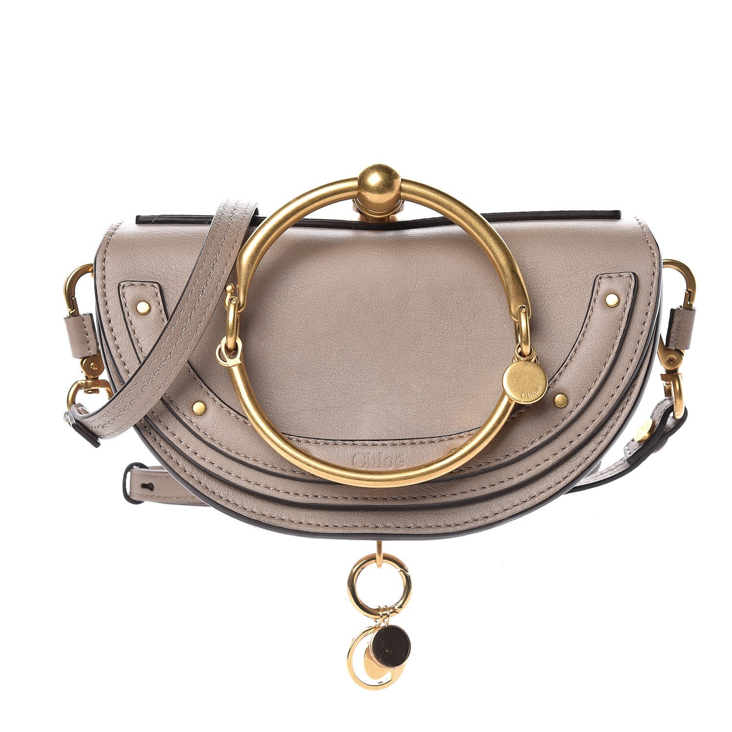 Chloe Calfskin Small Nile Bracelet Minaudiere Bag Motty Grey 1 of 15