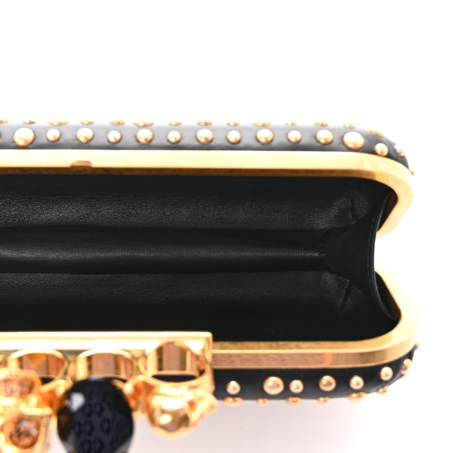 Alexander McQueen Nappa Studded Skull Knuckle Duster Clutch Black 5 of 8