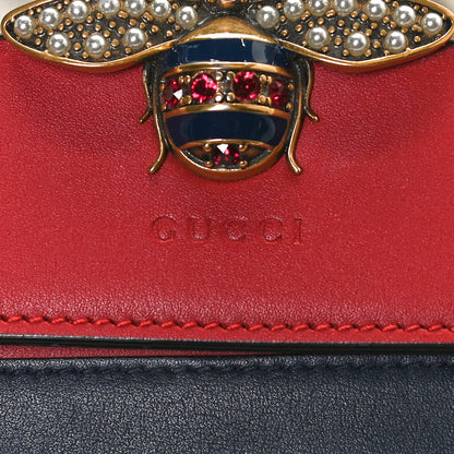 Gucci Calfskin Queen Margaret Chain Wallet Blue Agata Hibiscus Red Mystic White 7 of 10