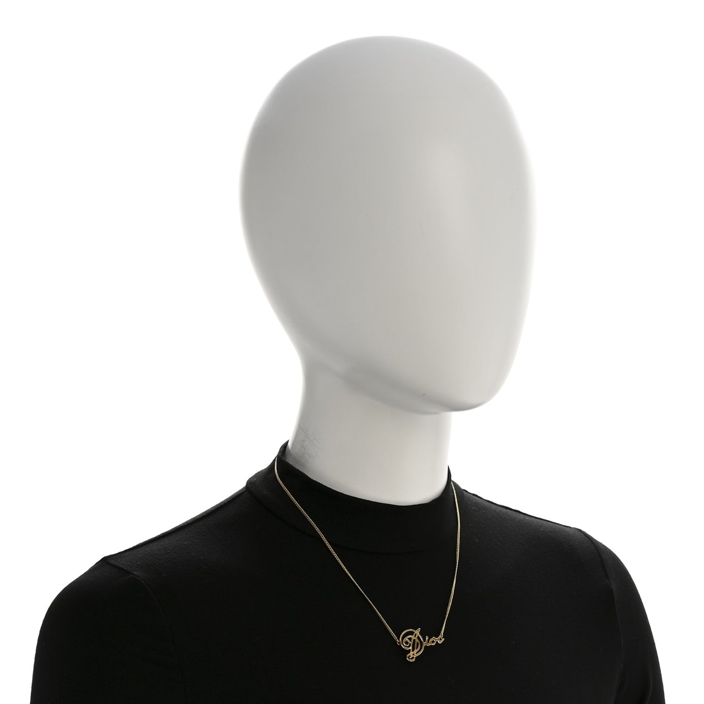 Metal Cursive Logo Necklace Gold