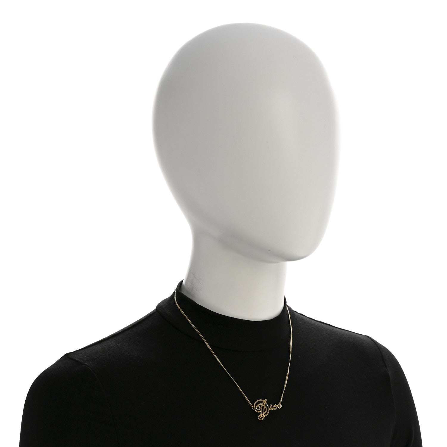 Christian Dior Metal Cursive Logo Necklace Gold 2 of 6