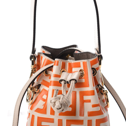 Fendi Vitello Liberty F is Fendi Bi-Color FF 1974 Embossed Mini Mon Tresor Bucket Bag Camelia Aranciata 8 of 10