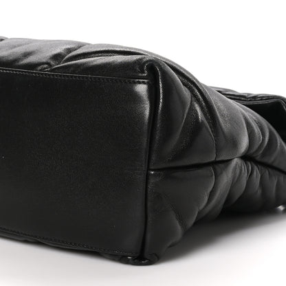 Saint Laurent SAINT LAURENT Lambskin Quilted Monogram Monochrome Medium Loulou Puffer Chain Satchel Black 10 of 11
