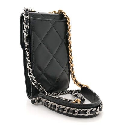 Chanel Lambskin Quilted Chanel 19 Phone Holder With Chain Black 3 of 10