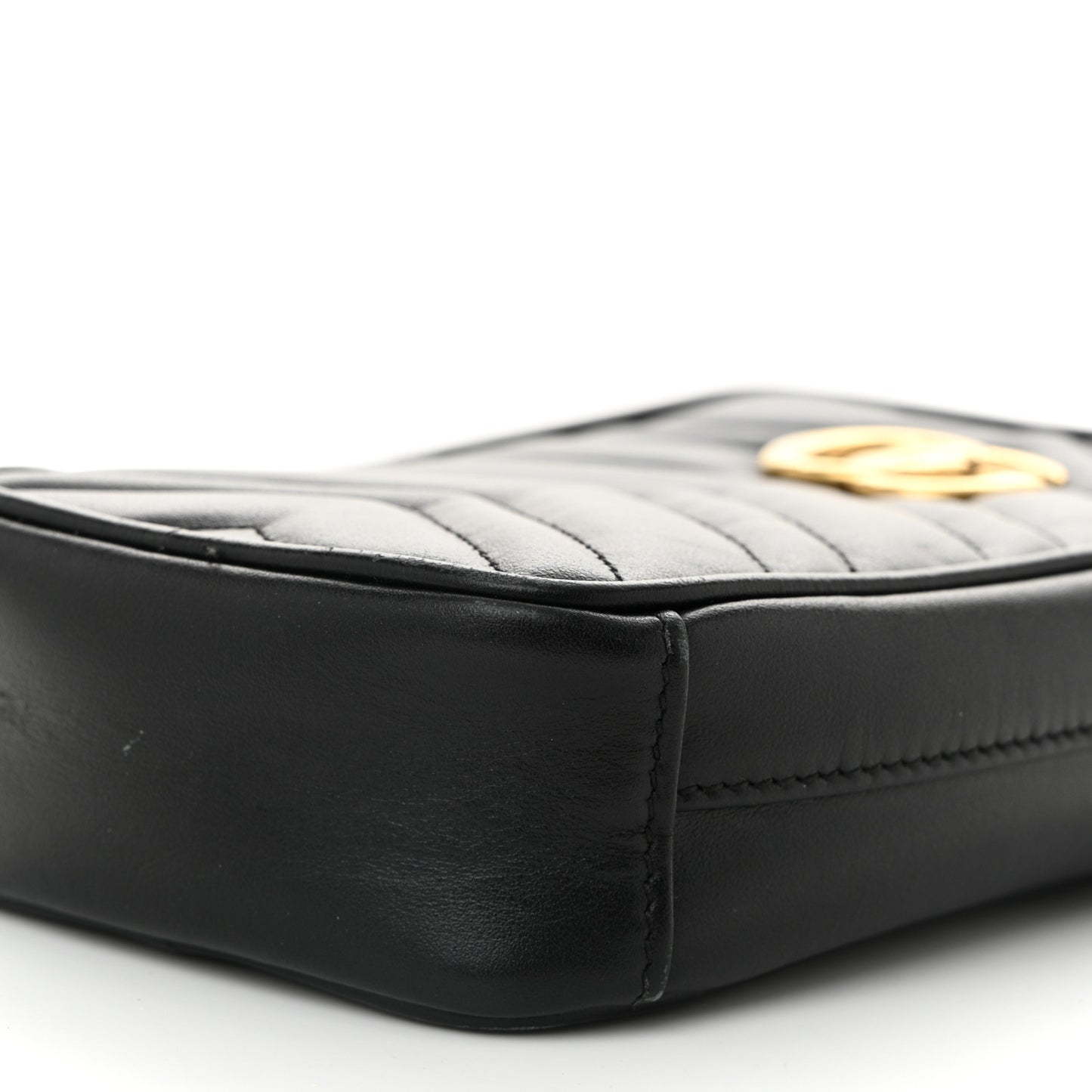 Calfskin Matelasse Mini GG Marmont Crossbody Bag Black